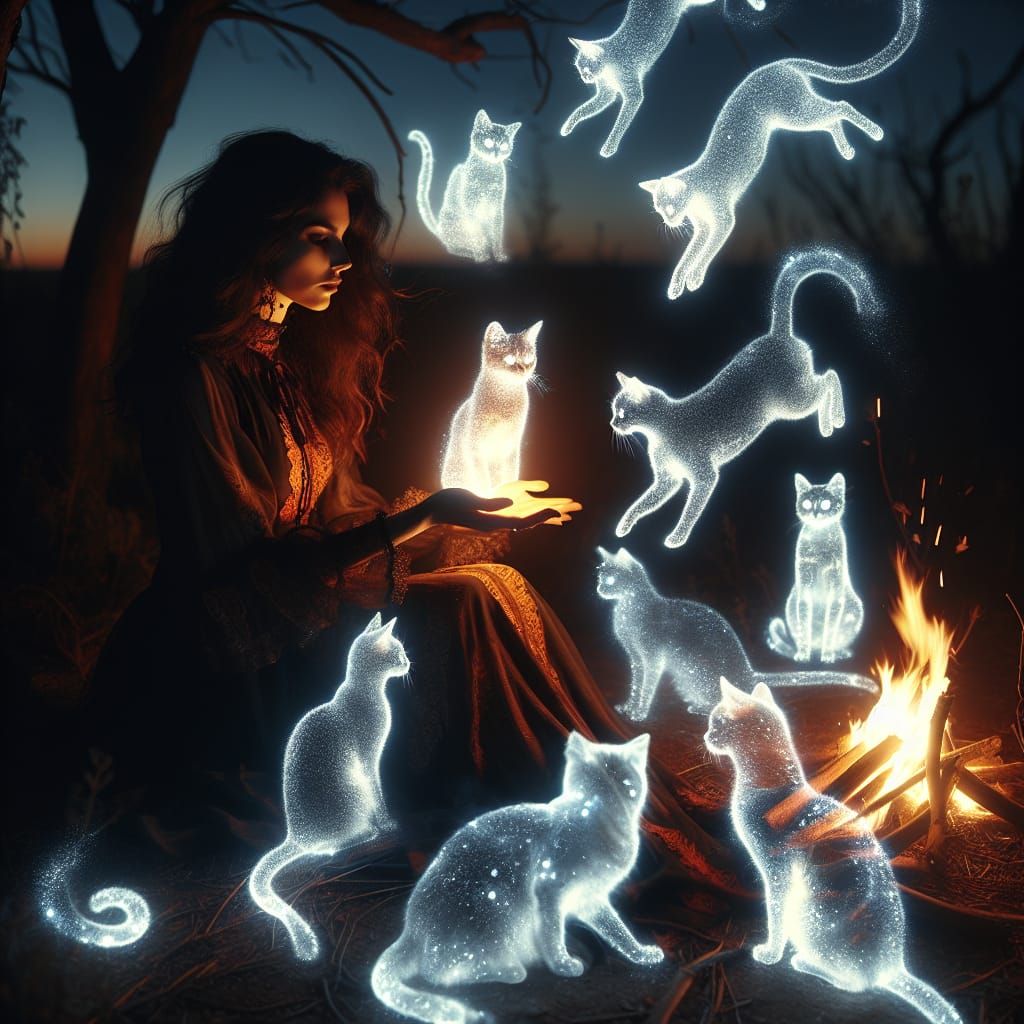 Mysterious Witch Reconnects with Spirit Cats