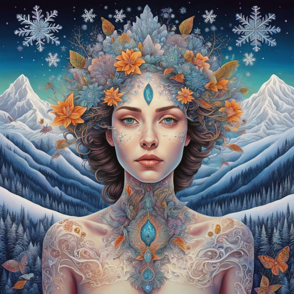 Surreal Bio-Art Collage: Woman as Interconnected Ecosystem