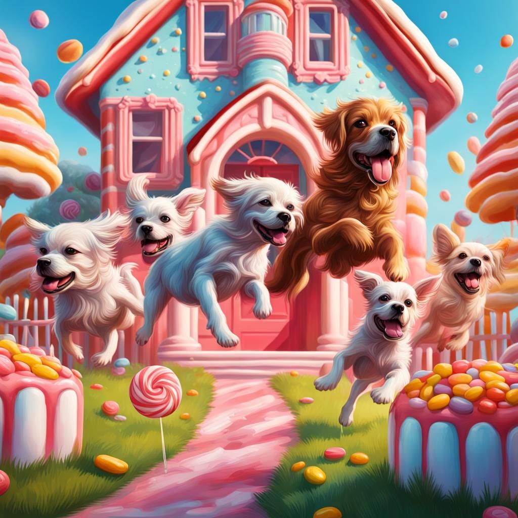 Flying Dogs in a Candy Garden