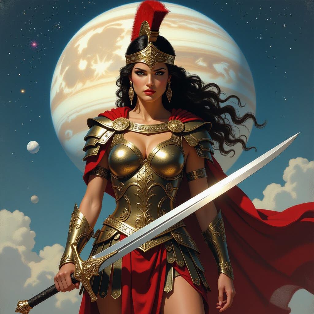 Athena on Uranus: A Caravaggio-Inspired Battle Scene