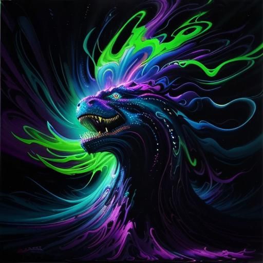 Shaggy Rogers vs Bloop Creature: Surreal Oil Painting