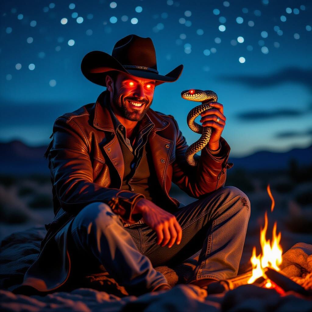 Demon Cowboy with his Pet Snake