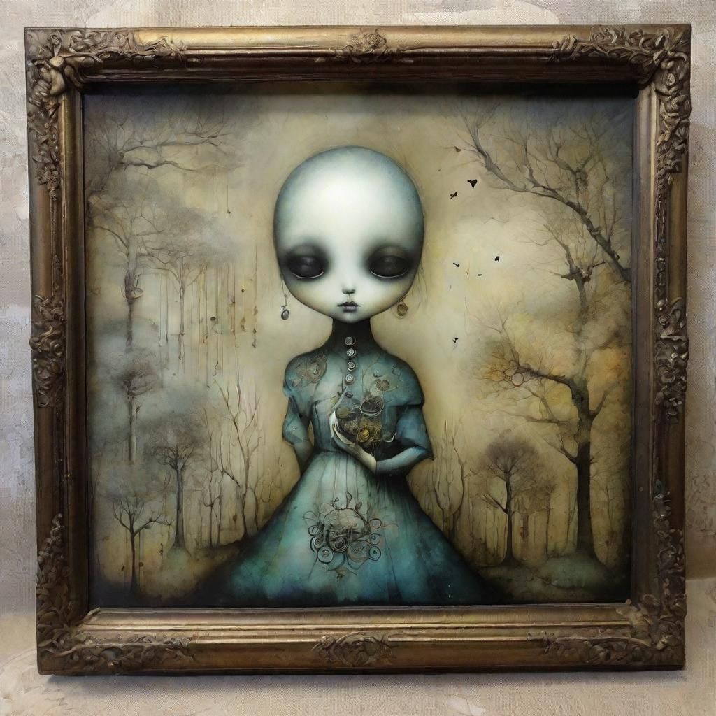 Surreal Hunt for Truth and Light, Alcohol Ink Art