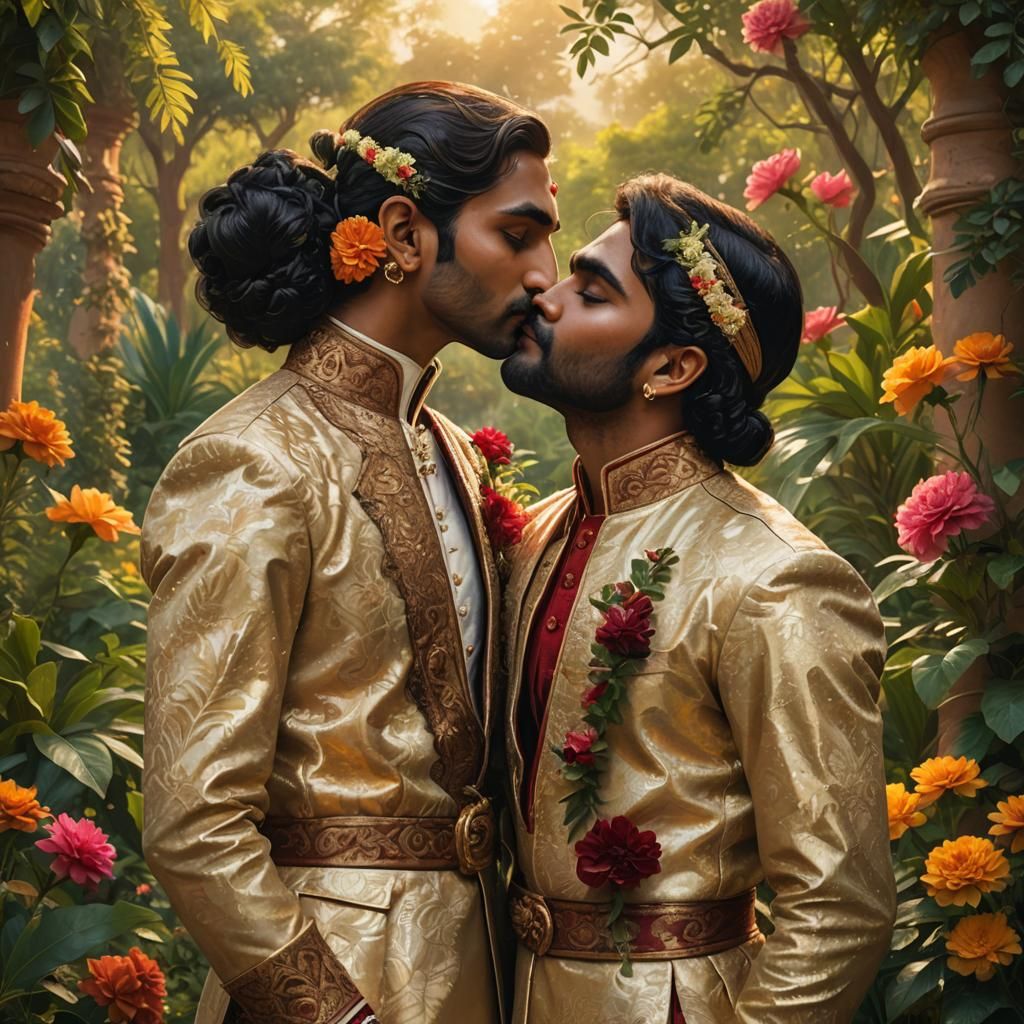 Regency Romance: Gay Indian Men in Garden