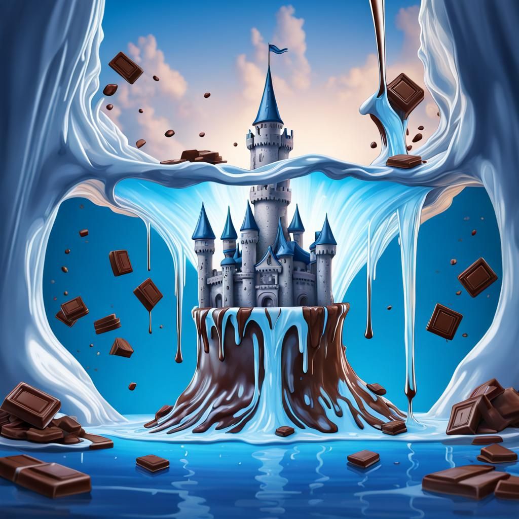 Hyperdetailed Chocolate Castle Storybook Illustration