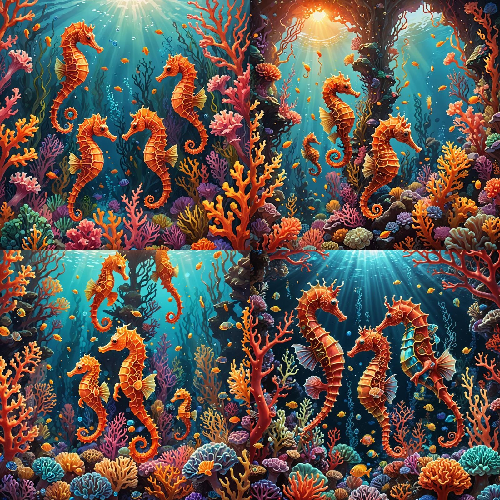 Enchanted Coral Reef Protected by Seahorses