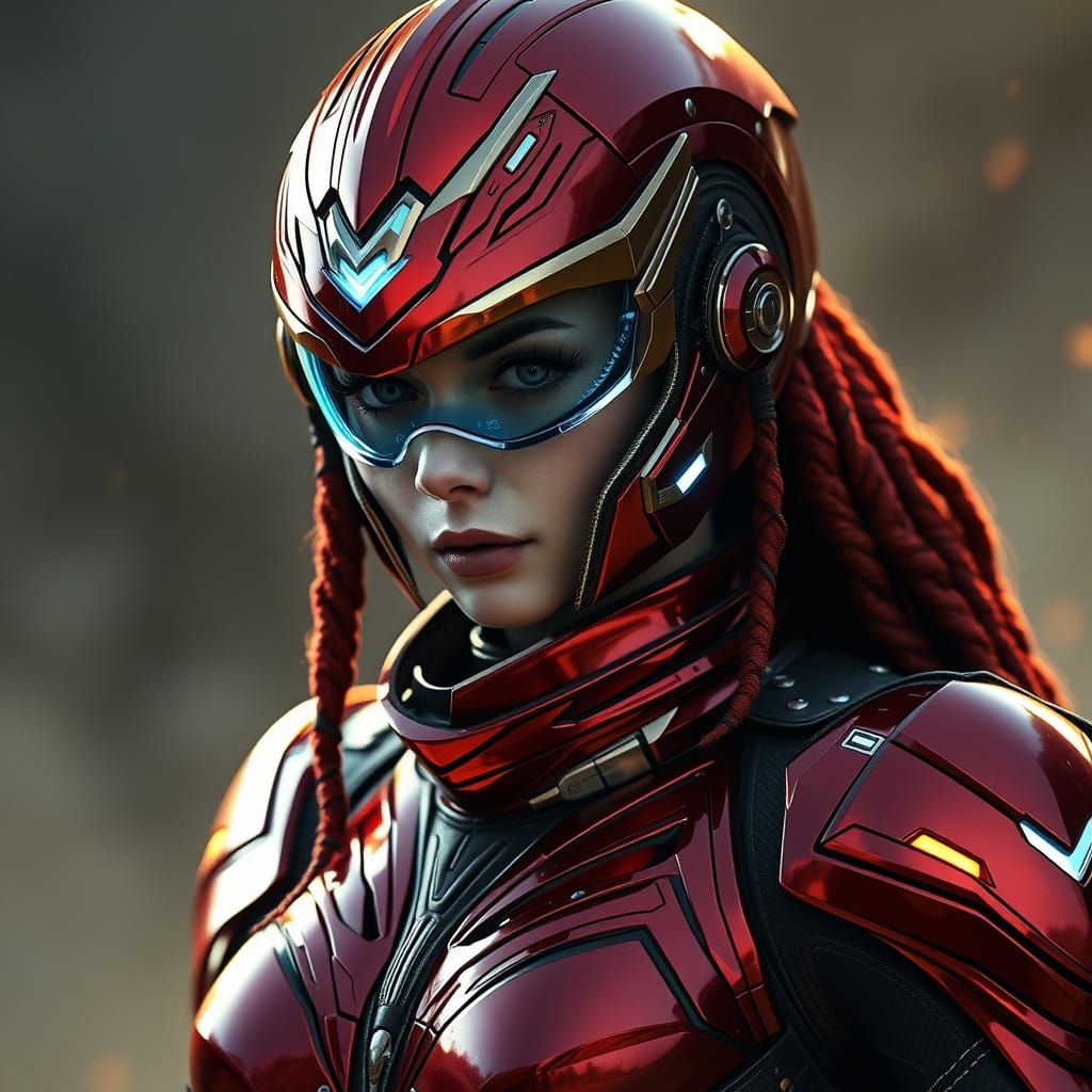 Cyberpunk Warrior in Golden Light