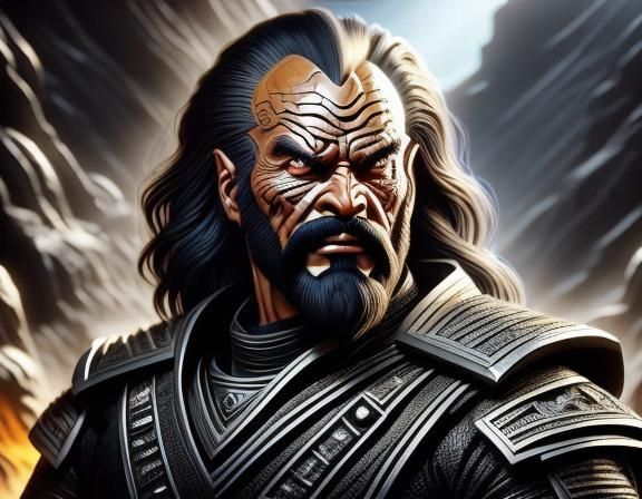 Klingon Warrior on Hostile Planet in Digital Art Style