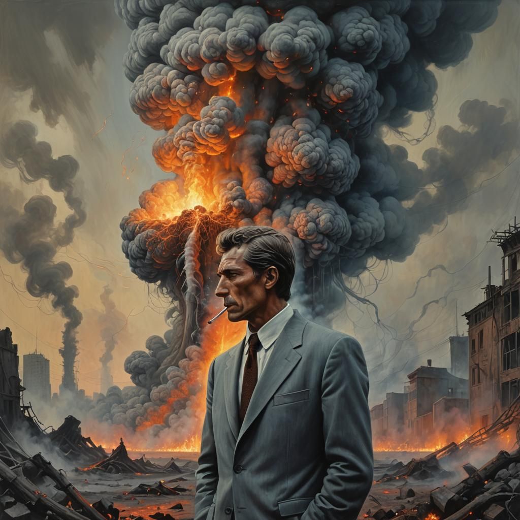 Surreal Shock: Man, Tentacles, and Nuclear Sky