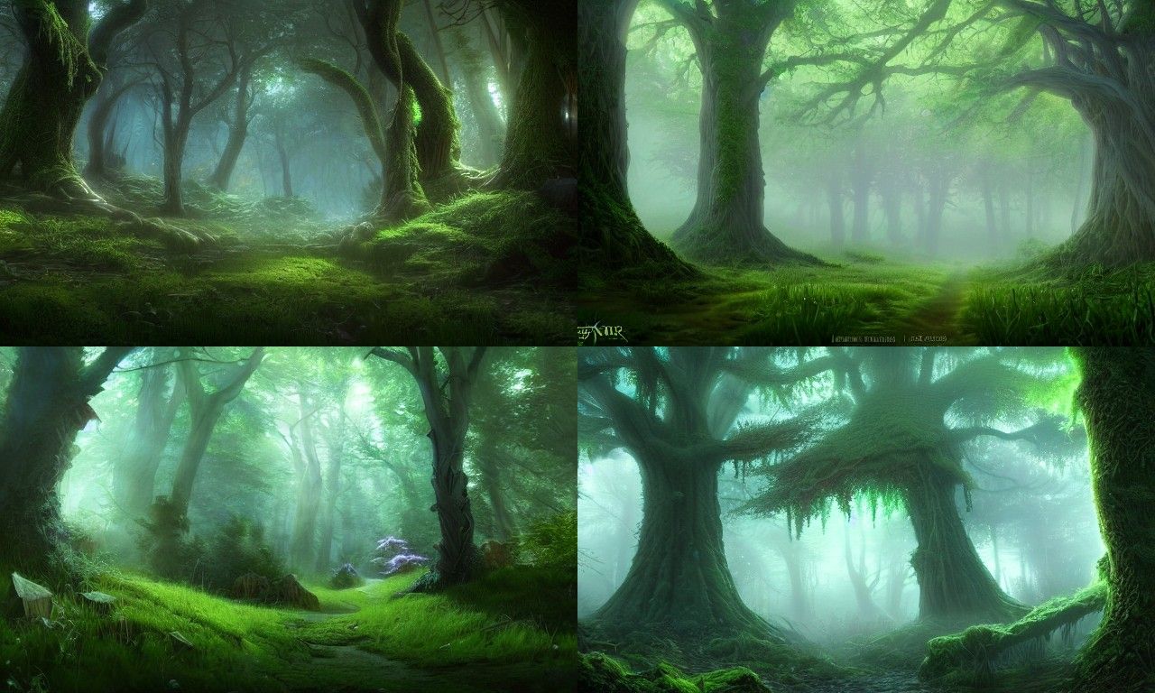 Ethereal Fey Forest in Dark Academia Style