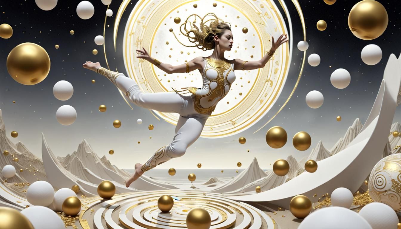 Abstract 3D Tarot Card with Man and Orbs