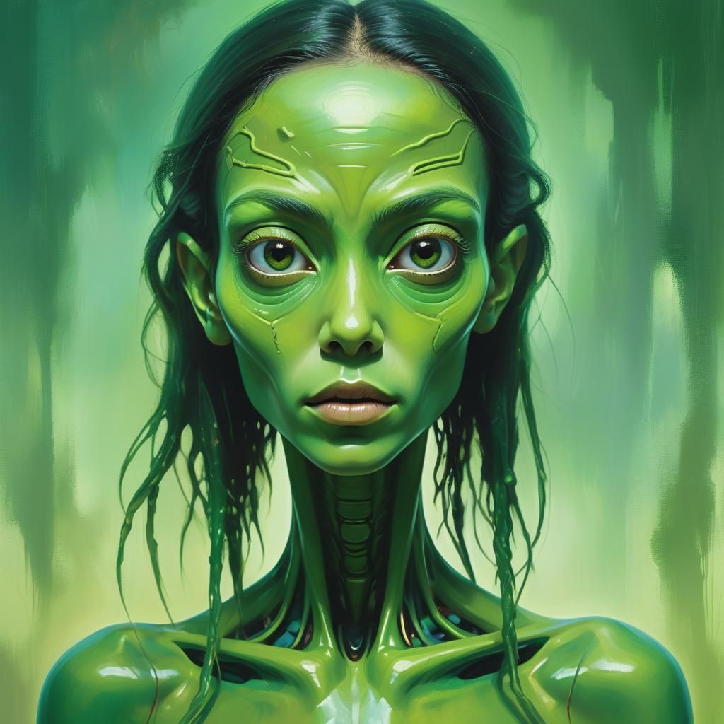 Depict a vivid transformation of a Hispanic female metamorph...