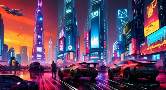 Cyberpunk Cityscape in Neon Lights