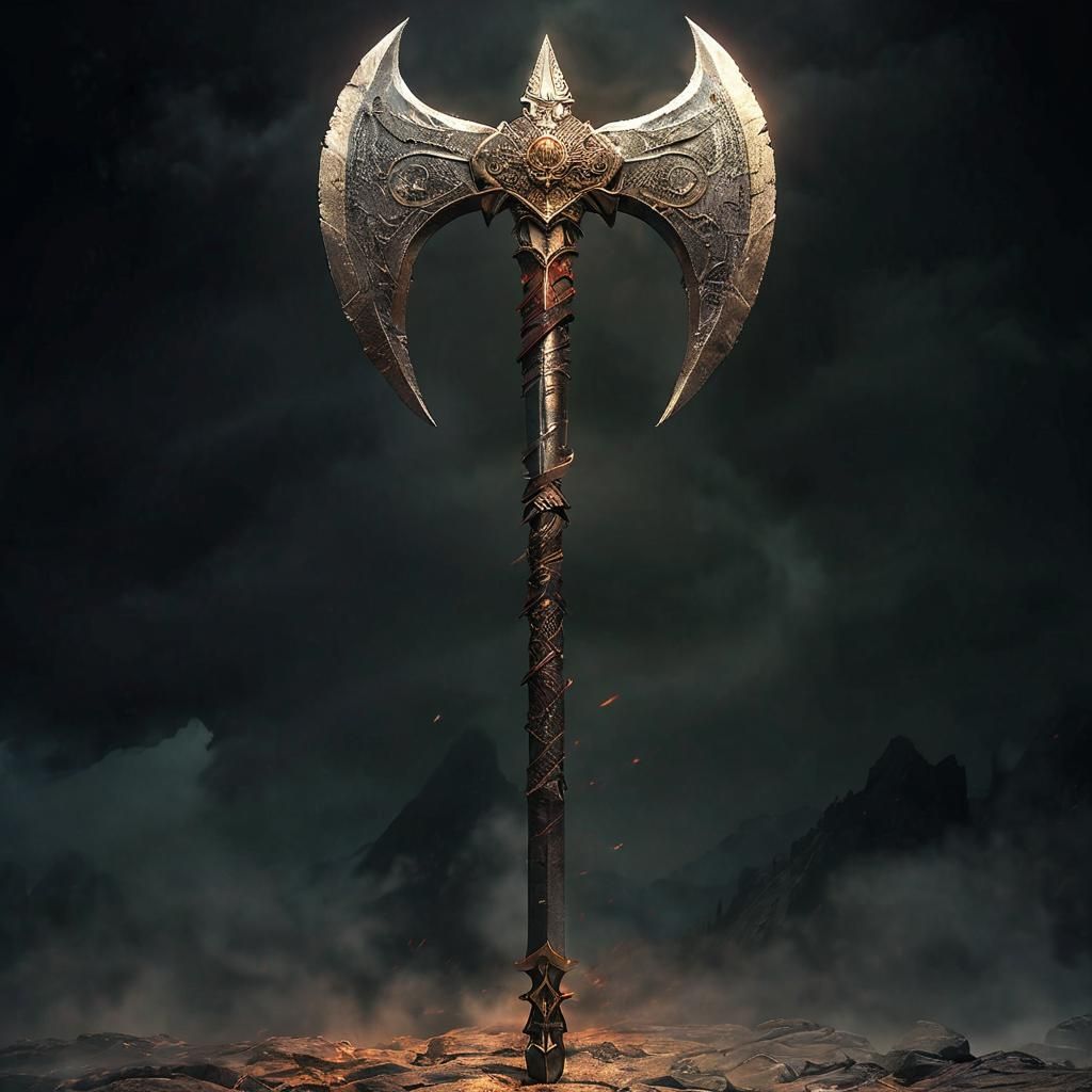Imposing Warrior with Heavy Blade in Dark Fantasy Art
