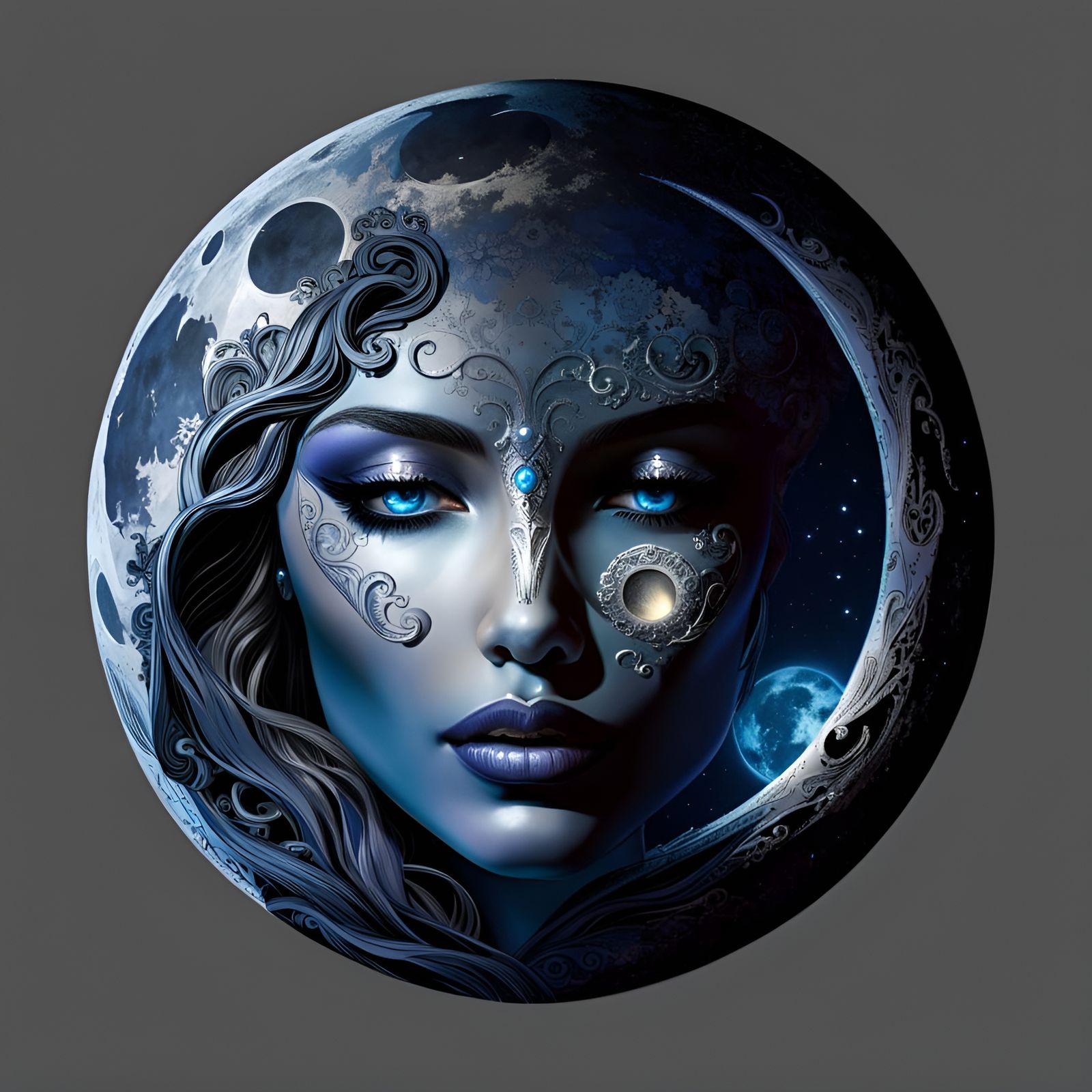 Moon Face: Galactic Concept Art in Digital Painting