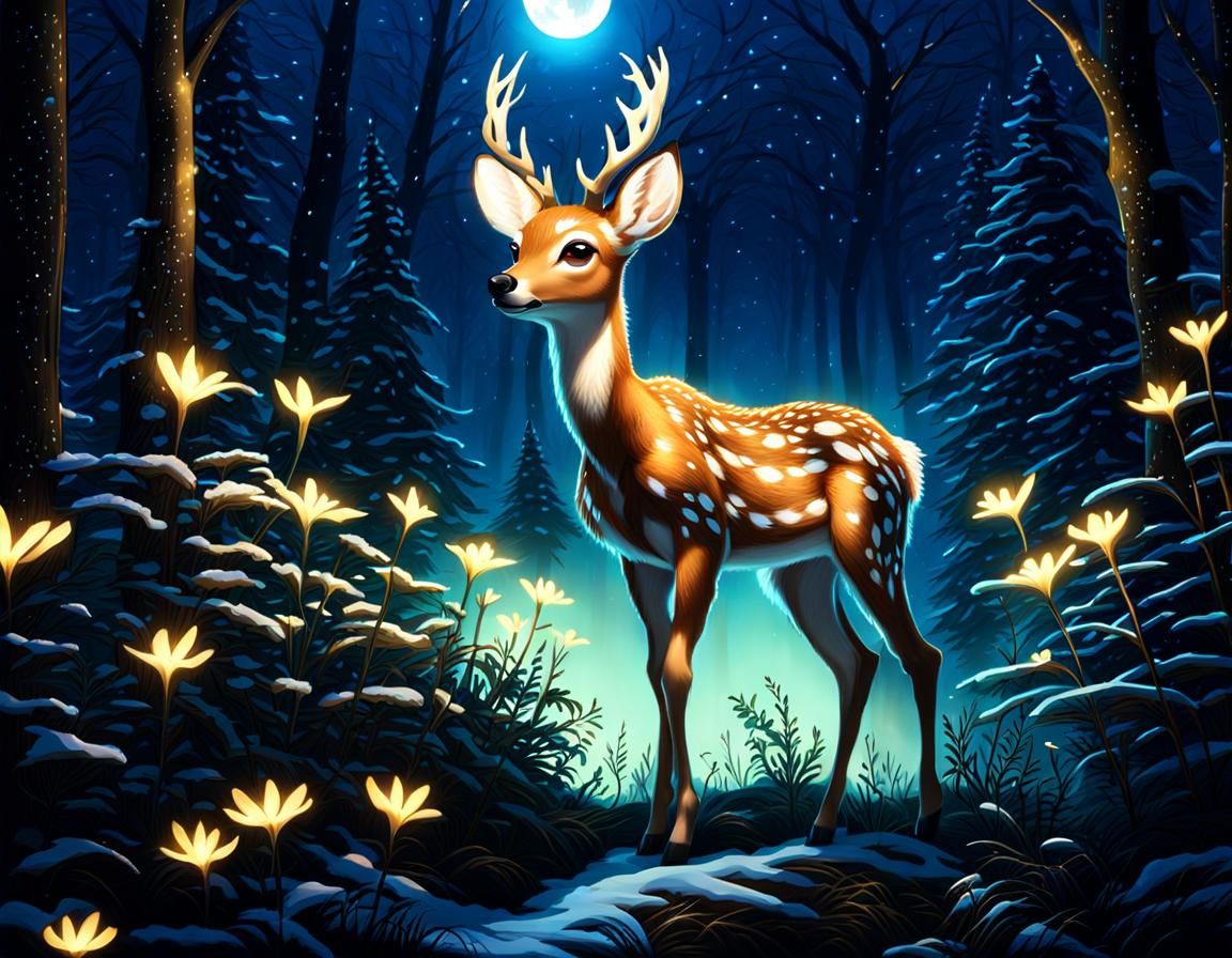 Enchanted Fawn in Winter Wonderland