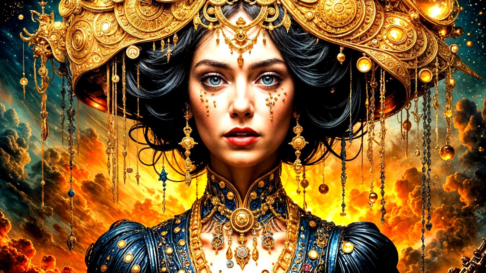 Ornate Woman: Digital Oil Painting in Klimt Style