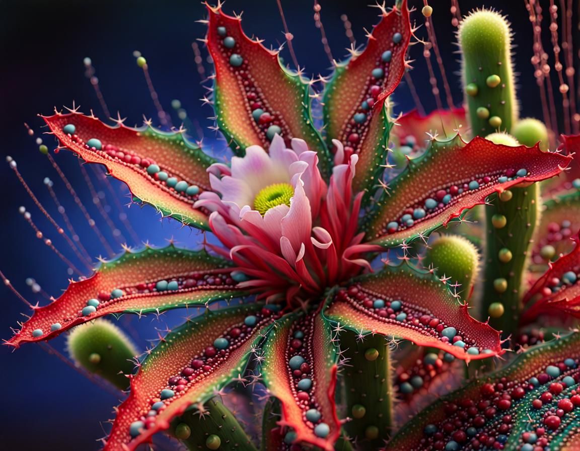 Intricate Desert Cactus Flower in Hyperrealistic Style