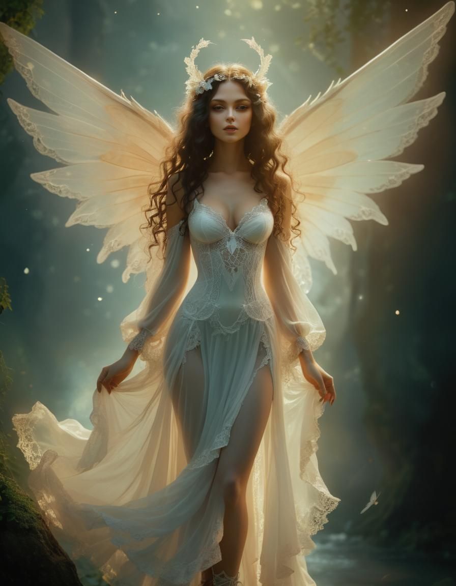 Elegant Fairy Goddess with Shimmering Wings