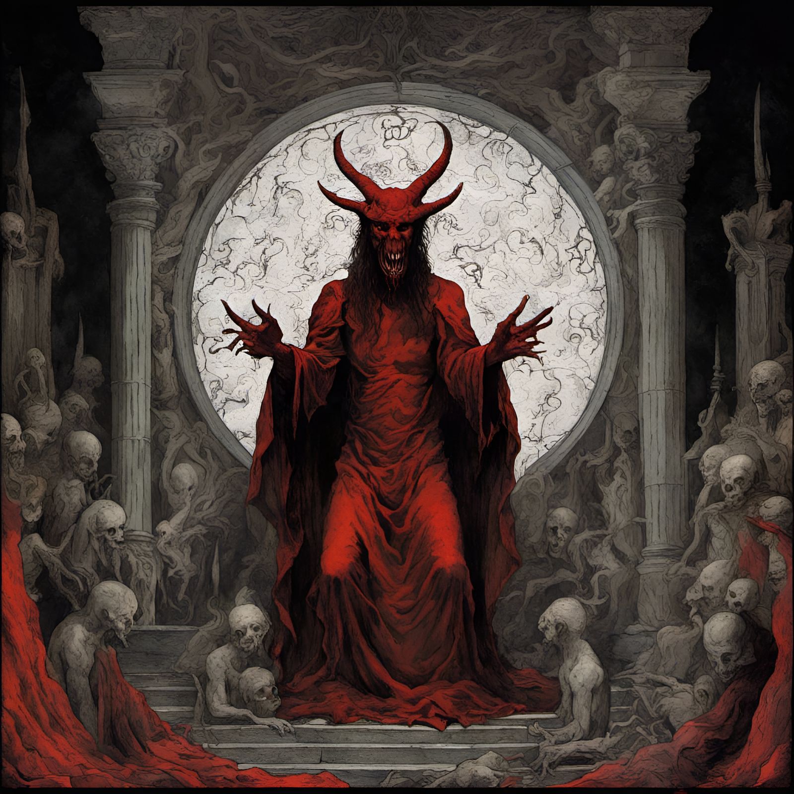 Demonic Black Metal Horror Illustration