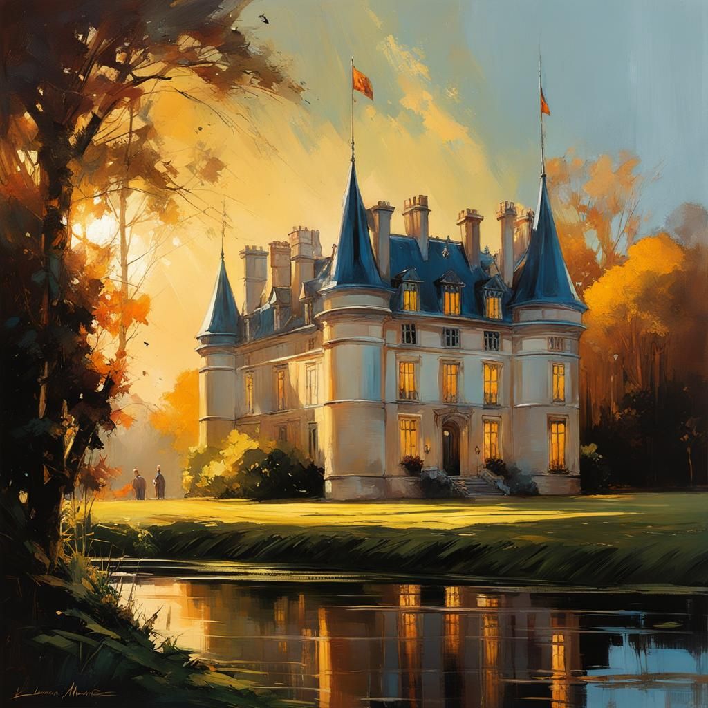 Chateau du Ambrois: Oil Painting in Golden Hour