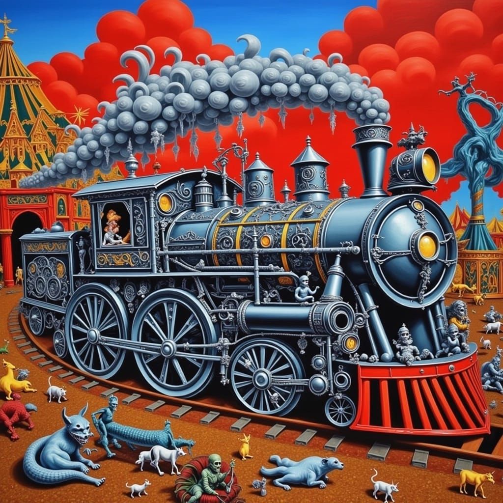 Epic Train Landscape in a Dark Fantasy Style