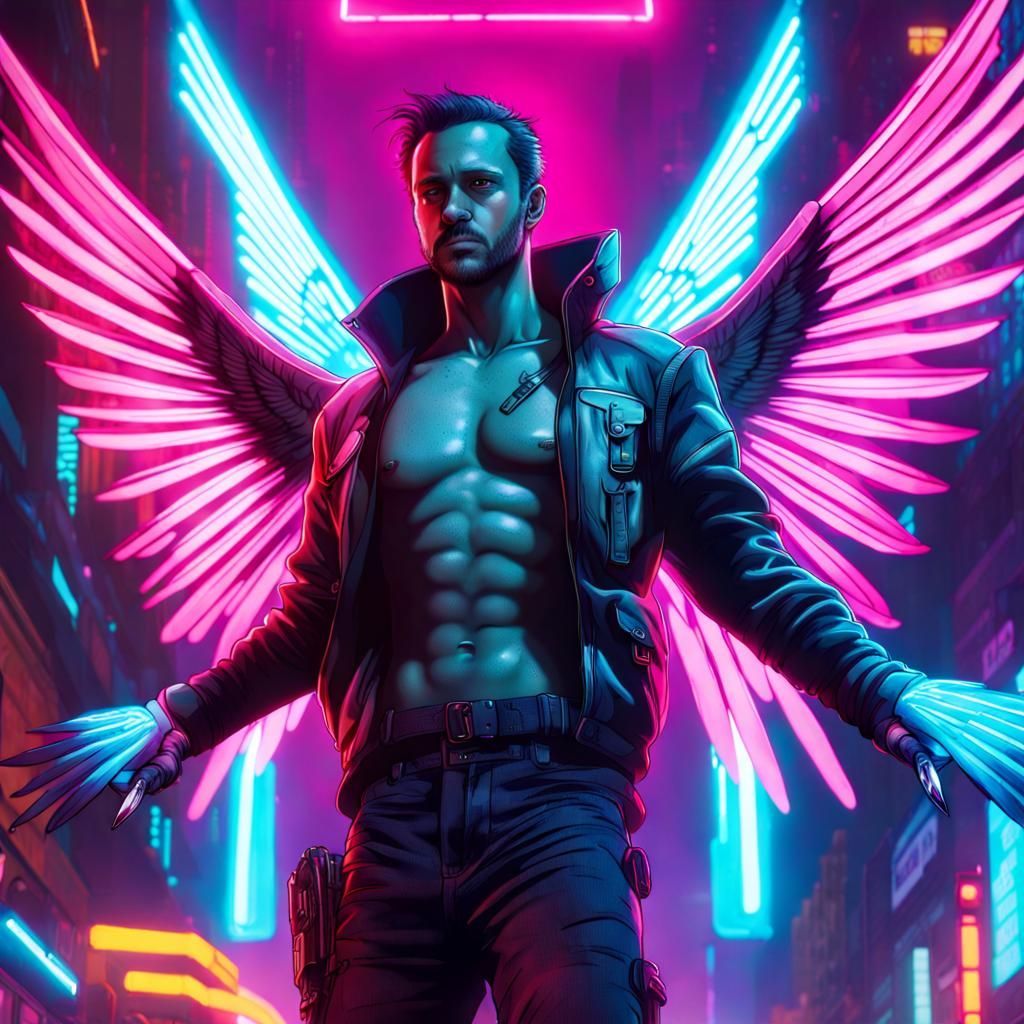 Cyberpunk Magpie Stares Intensely