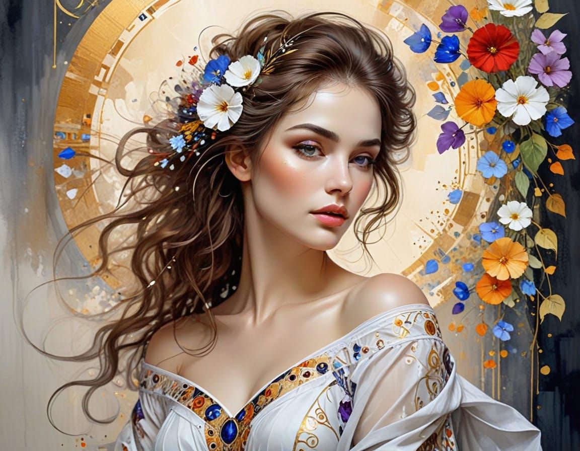 Golden Art Nouveau Portraits in Vibrant Colors