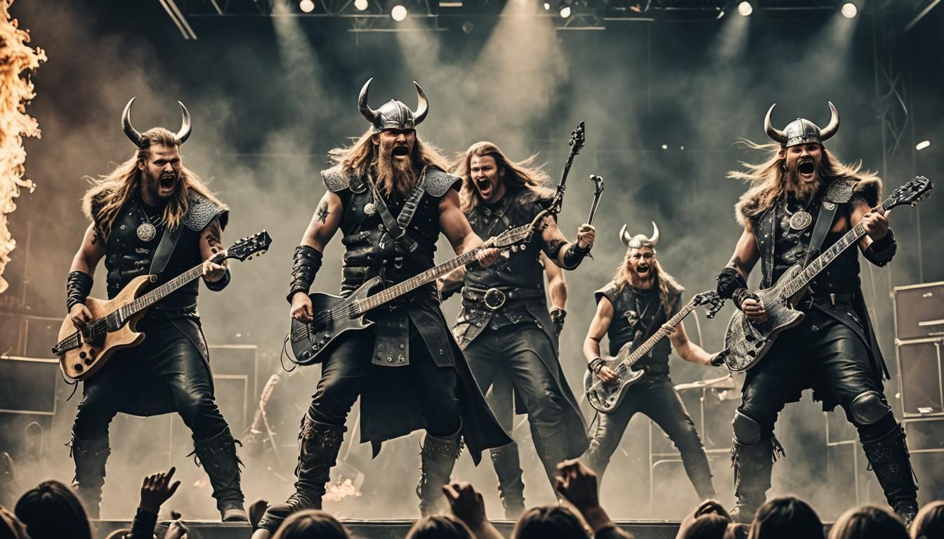 Viking Metal Band Live on Stage in Concert