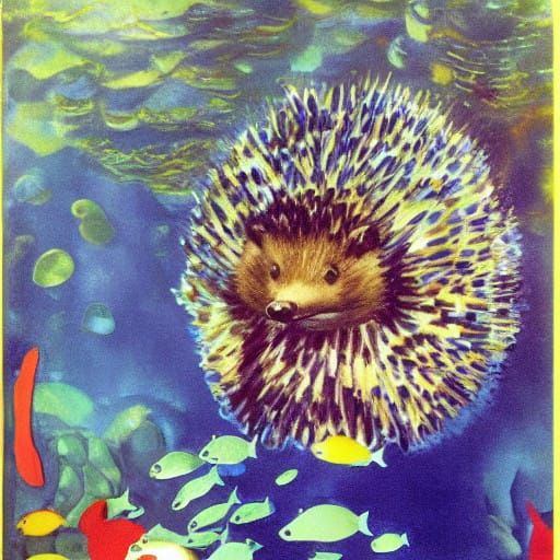 Underwater Hedgehog Embodies a Vibrant Oceanic Aesthetic