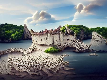 Bone Castle on Dragon Island: Macabre Medieval Art