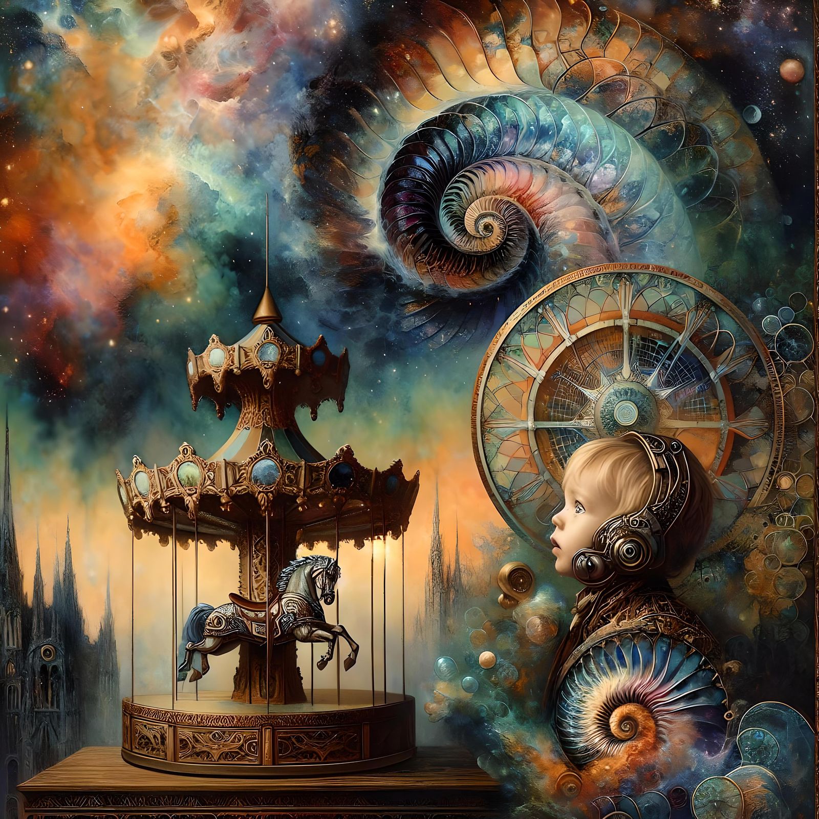 Enchanted Steampunk Carousel Adventure Portrait