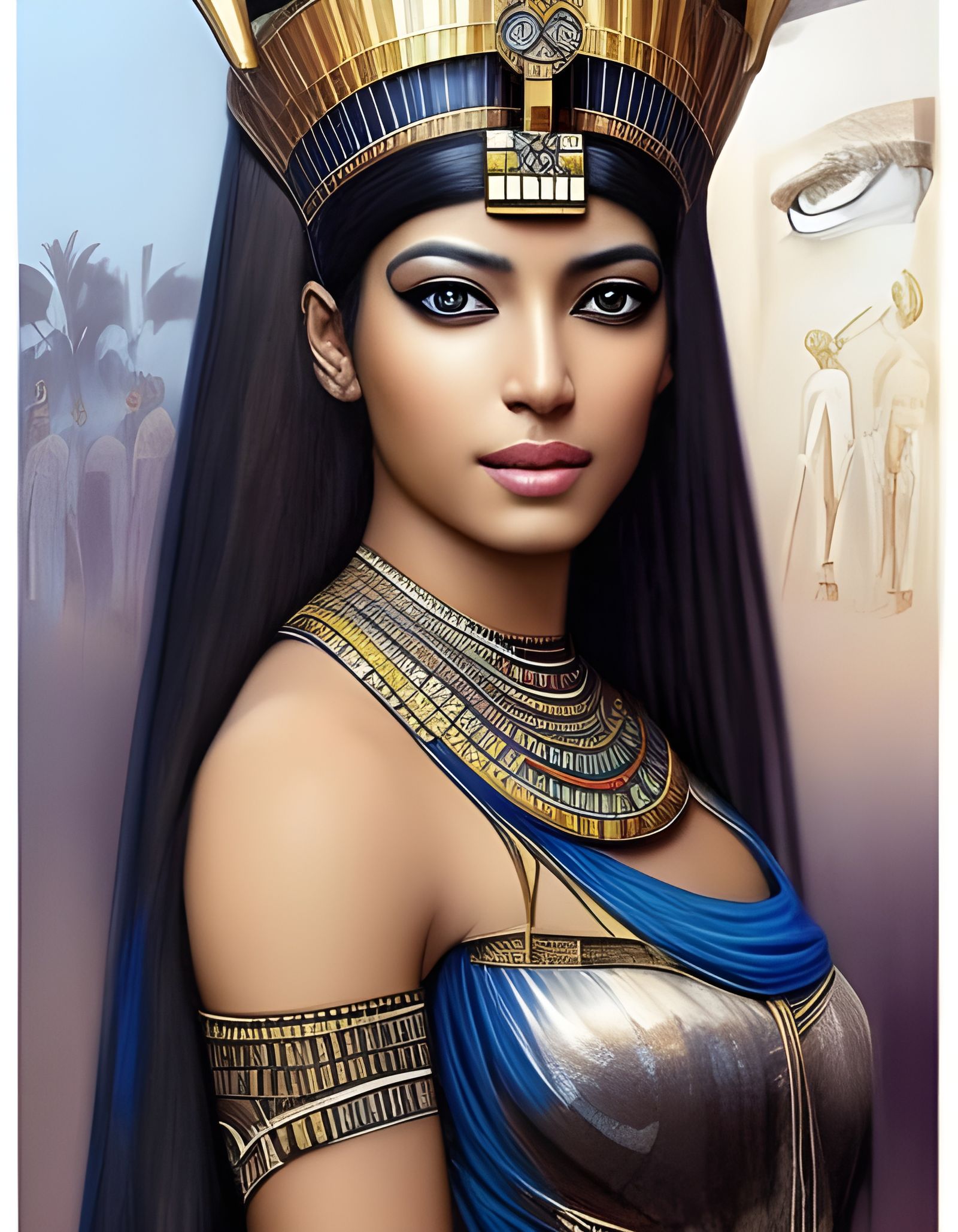 Beautiful Egyptian Princess with Golden Jewelry