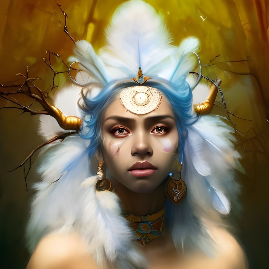 Intricate Portrait of an Indian Warrior Princess