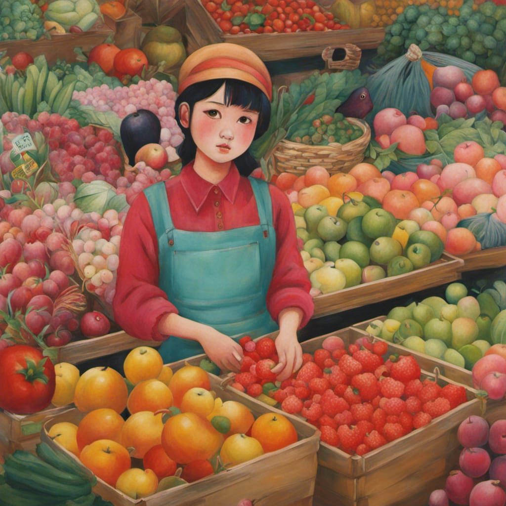 Colorful Farmer's Market in Modern Art Style