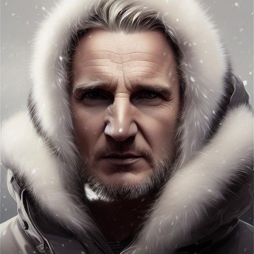 Hyper-Detailed Portrait of a Man in Snow
