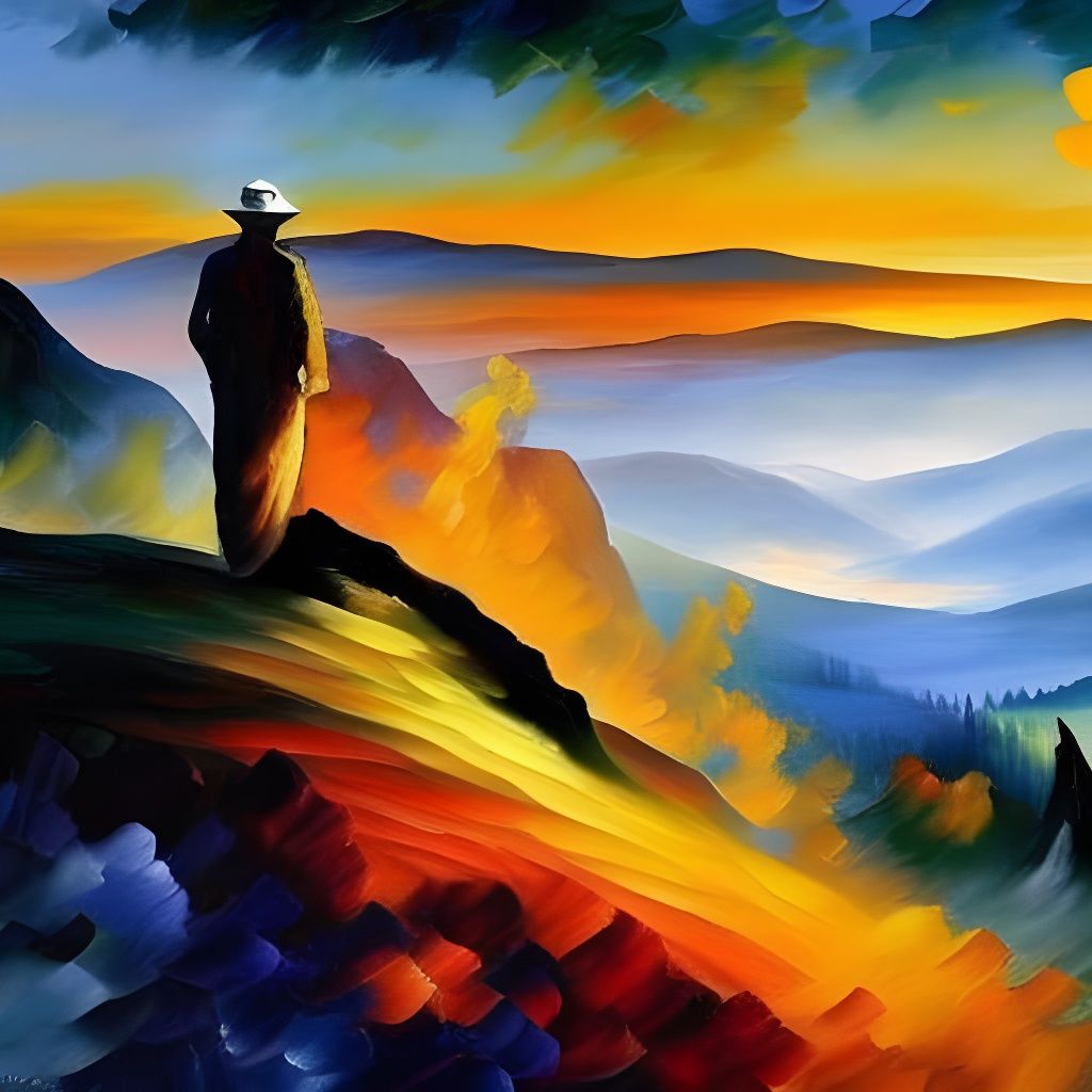 Abstract Wanderer Overlooking Misty Landscape