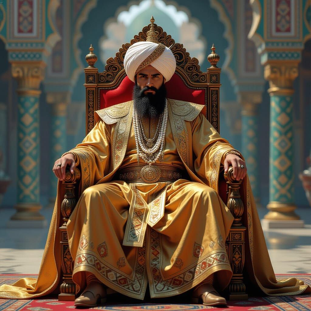 Harun al-Rashid, Sultan, on Lavish Throne