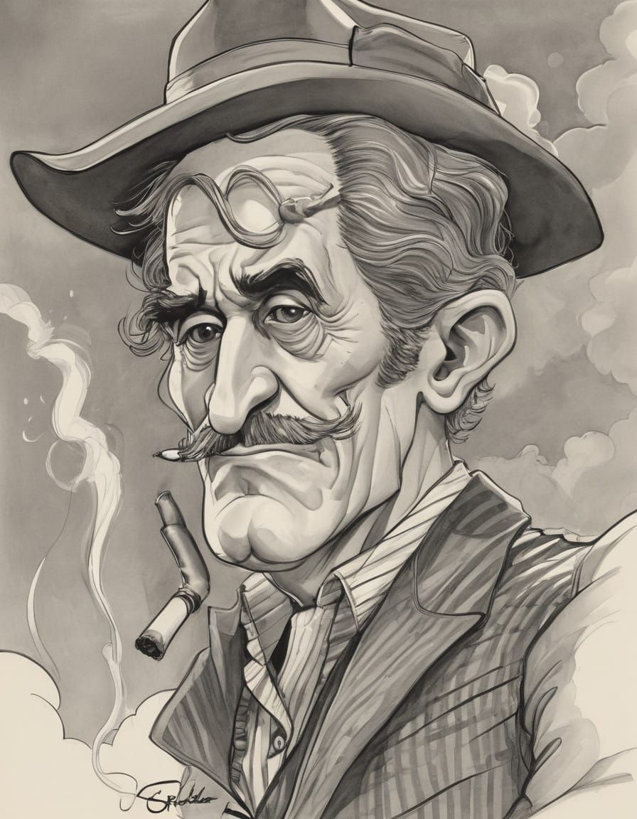 Rosto Cartoon fumando charuto