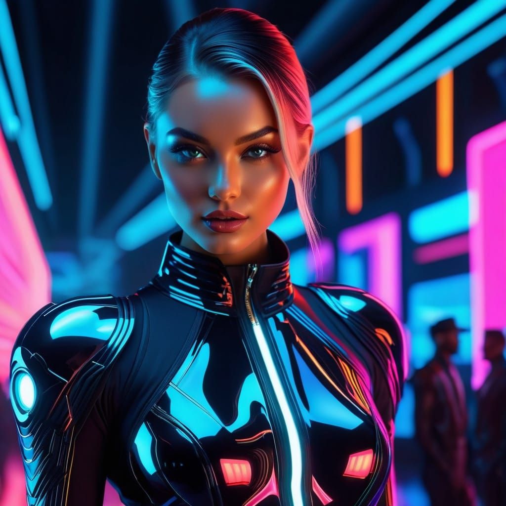 Hyper-Réalistic Digital Art of Supermodel on Bioluminescent ...