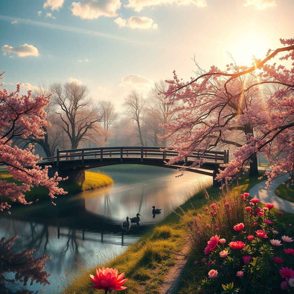 Springtime Serenity in Hyperrealistic Style