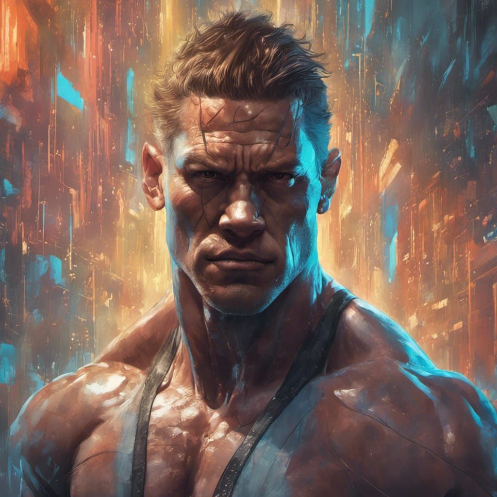 Bodybuilder in the Matrix: Hyperdetailed Portrait