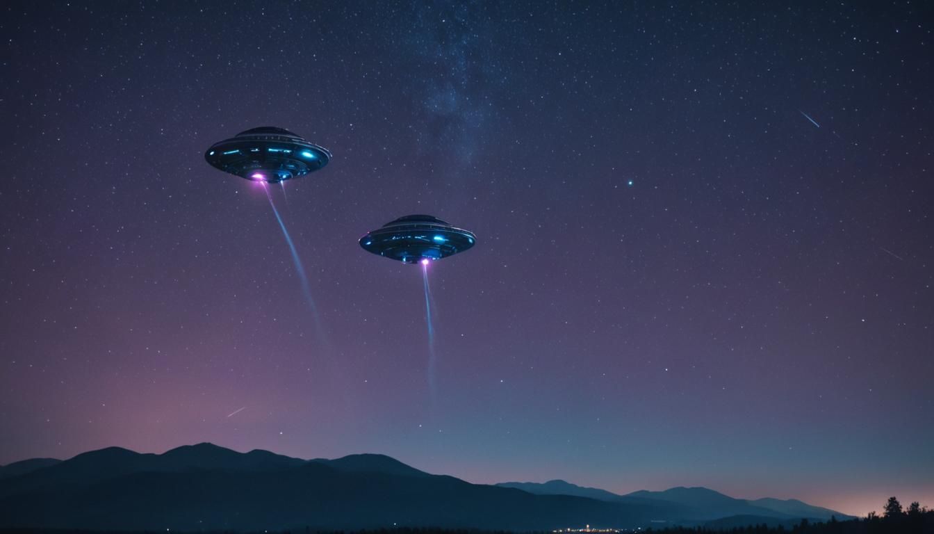 UFOs in Starry Sky: Cinematic Film Still