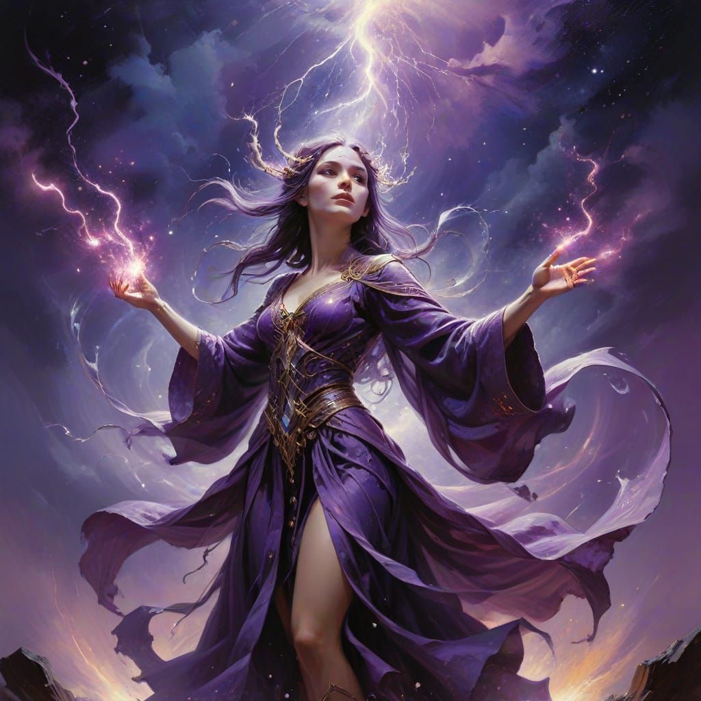 Ethereal Elven Wizardess Unleashes Celestial Magic