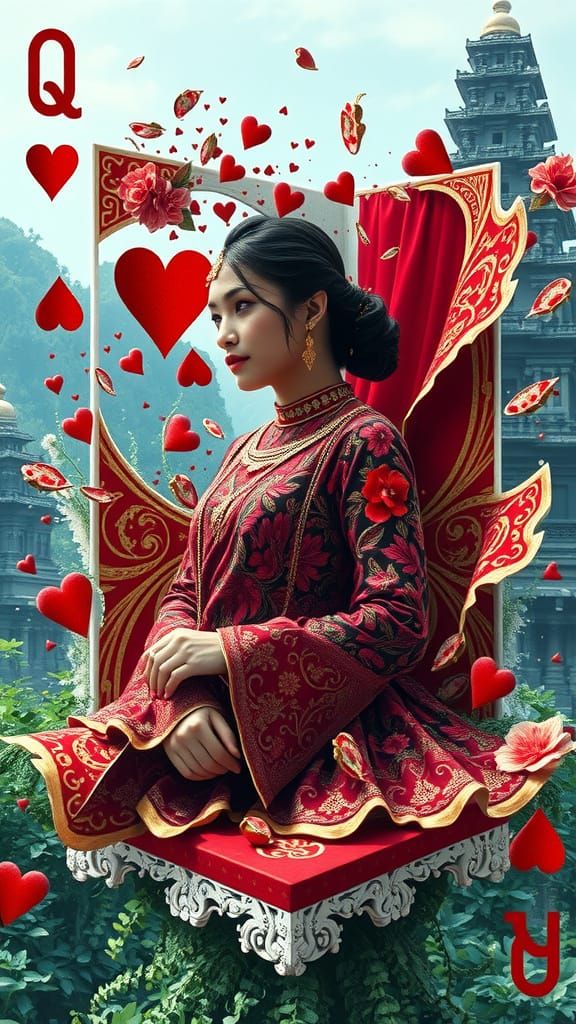 Queen of Hearts Transforms into Serene Balinese Goddess