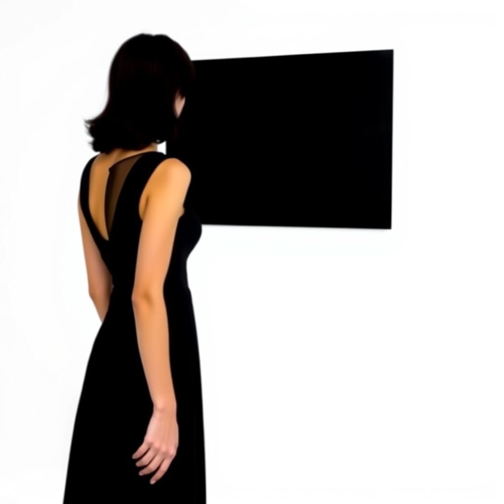 Surreal Silhouette: Woman and Reflection in Contrasting Ligh...