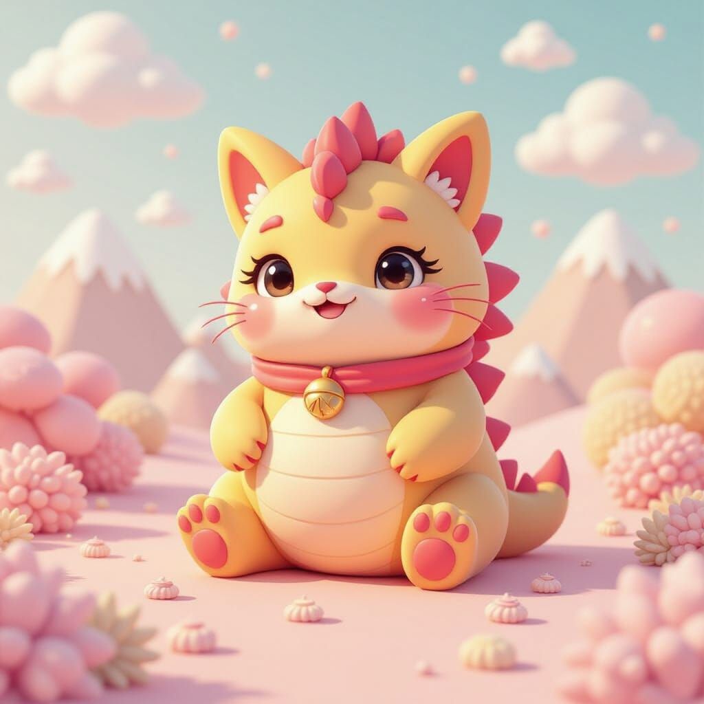 Kawaii Candy Mountains in Pastel Tones - Bright Children's I...