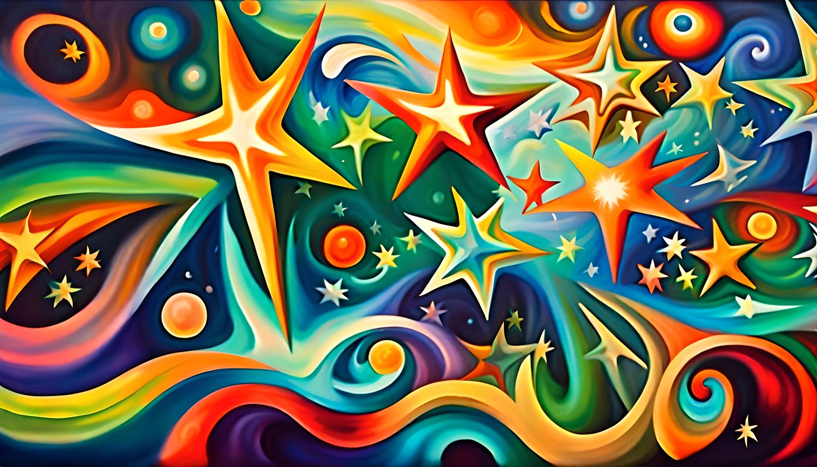 Iridescent Stars Connected in Electromagnetic Plasma Maelstr...