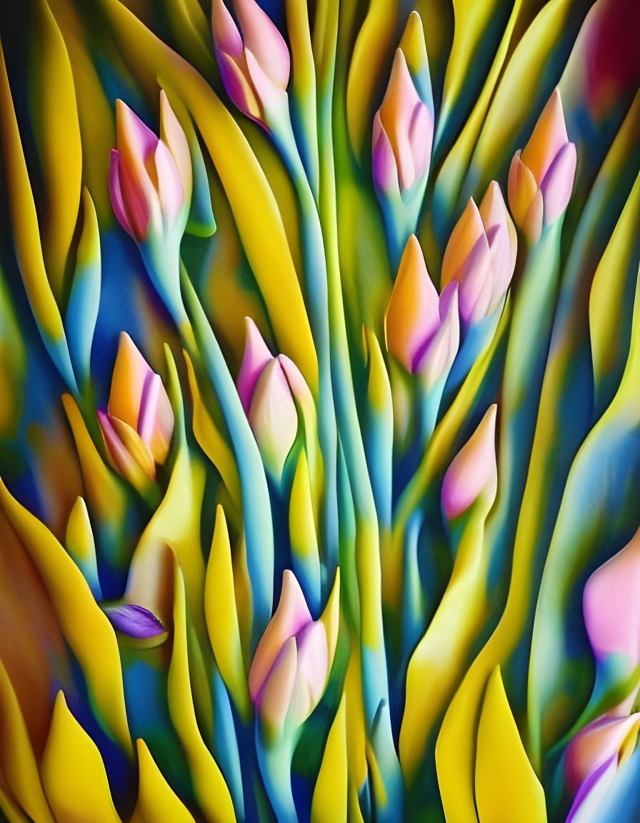 Tulip Resin Wall Art with Embossed Shadows