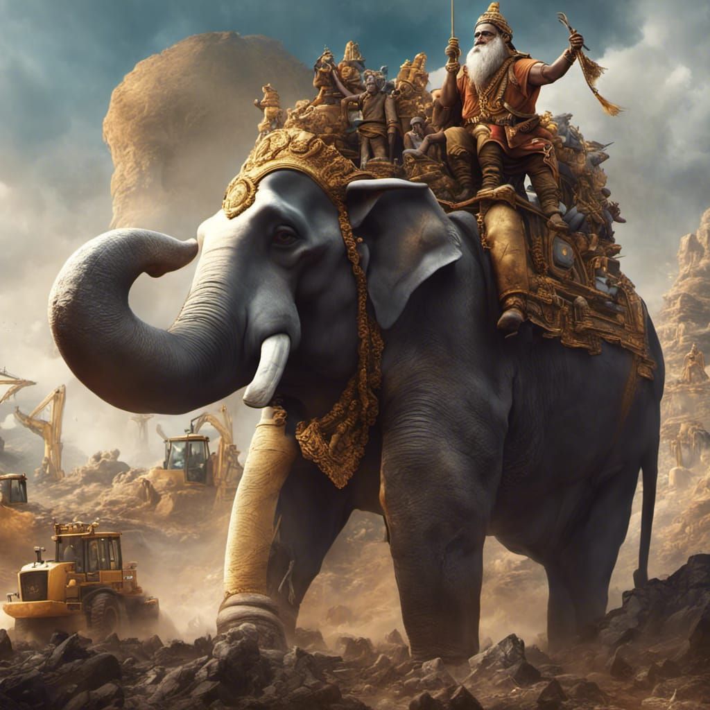 God Vishwakarma Builds Earth in Detailed Matte Painting
